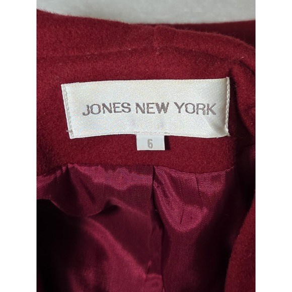 Vtg 80s 90s Jones New‎ York Hooded Long Coat Womens 6 Red 100% Wool USA STUNNING - Picture 5 of 15